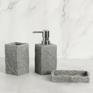 Bathroom Accessories Set: Imitation Granite | Soap Dispenser, Toothbrush Holder, Cup, Soap Dish, Toilet Brush Holder