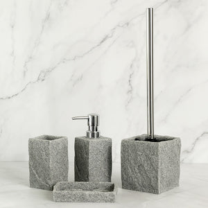 Bathroom Accessories Set: Imitation Granite | Soap Dispenser, Toothbrush Holder, Cup, Soap Dish, Toilet Brush Holder