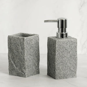 Bathroom Accessories Set: Imitation Granite | Soap Dispenser, Toothbrush Holder, Cup, Soap Dish, Toilet Brush Holder