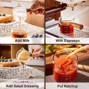 Glass Espresso Measuring Cup with Wooden Handle - thumbnail 4