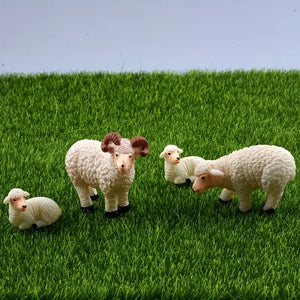 Mini Sheep Family Figurine Set - 4 Pieces - thumbnail 1