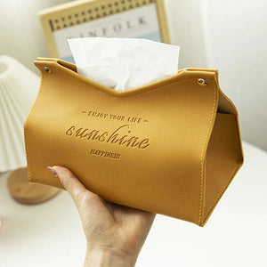 Faux Leather Tissue Box Cover - thumbnail 1