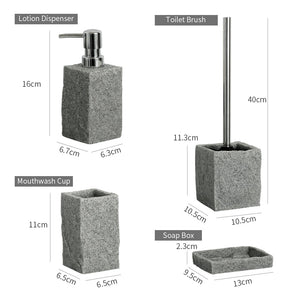 Bathroom Accessories Set: Imitation Granite | Soap Dispenser, Toothbrush Holder, Cup, Soap Dish, Toilet Brush Holder