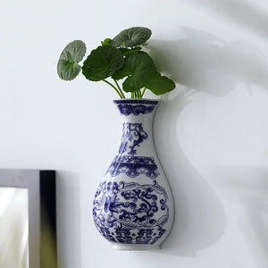 Blue & White Porcelain Wall Vase - thumbnail 3