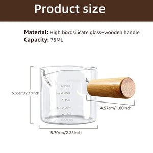 Glass Espresso Measuring Cup with Wooden Handle - thumbnail 5
