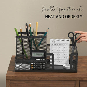 Black Mesh Desk Organizer with 3 Compartments - thumbnail 1