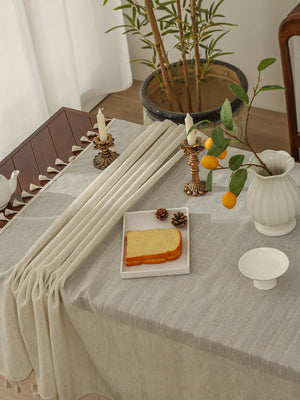 Cotton-Linen Tassel Tablecloth - thumbnail 3