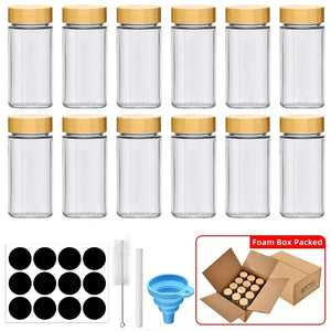 Glass Spice Jar Set with Labels & Funnel - thumbnail 1