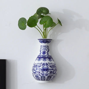 Blue & White Porcelain Wall Vase - thumbnail 2