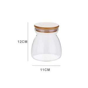 Candy Jar For Tea Leaf Nut Spices Glass Bamboo Cover Container Glass Jars With Lids Cookie Jar Kitchen Jars And Lids Wholesale
