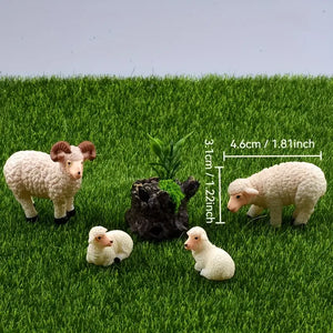 Mini Sheep Family Figurine Set - 4 Pieces - thumbnail 3