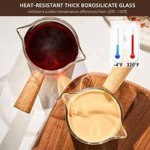 Glass Espresso Measuring Cup with Wooden Handle - thumbnail 6
