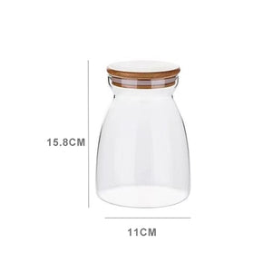 Candy Jar For Tea Leaf Nut Spices Glass Bamboo Cover Container Glass Jars With Lids Cookie Jar Kitchen Jars And Lids Wholesale