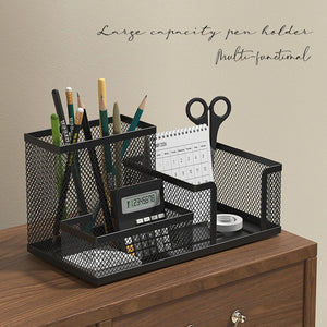 Black Mesh Desk Organizer with 3 Compartments - thumbnail 2