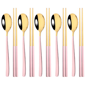 Korean-Style Stainless Steel Chopstick & Spoon Set - thumbnail 17