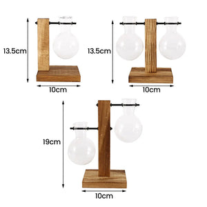 Glass Bulb Vase with Wooden Stand - thumbnail 6