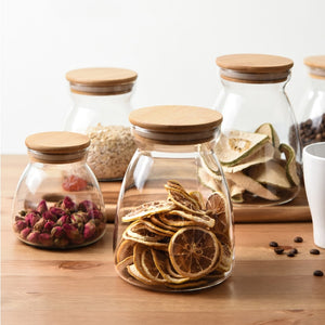 Candy Jar For Tea Leaf Nut Spices Glass Bamboo Cover Container Glass Jars With Lids Cookie Jar Kitchen Jars And Lids Wholesale