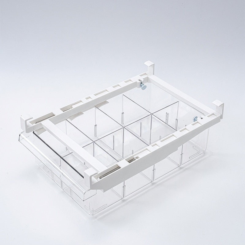 Refrigerator Drawer Storage Box Non-grid 1-8 Grid Food Organizer Transparent Rectangular Storage Box