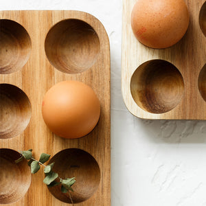 Japanese-Style Simple Modern Wooden Double Row Egg Container Storage Box Tray Rank Home Kitchen Creative Organizer Tool