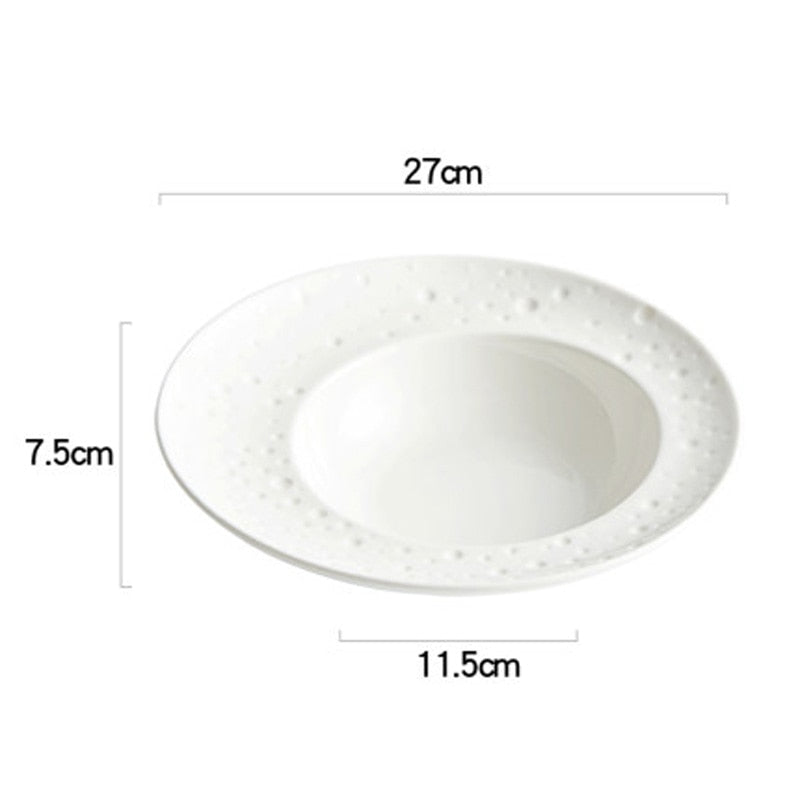 White Special Creative Hotel Tableware Set: Straw Hat Plate, High-End Western Food Pasta Plate, Soup Plate, Deep Plate