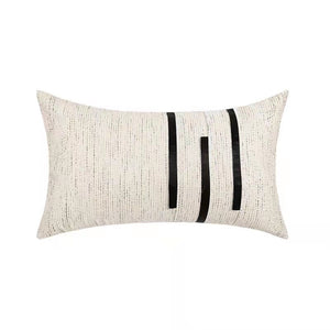 Ivory Cushion Cover: Black Stripe Jacquard | Home Decoration for Sofa, Bed, Couch | Living Room, Bedroom