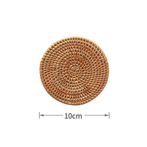 Natural Rattan Cup Mat: Hand Woven Insulation Placemats | Kitchen Decor