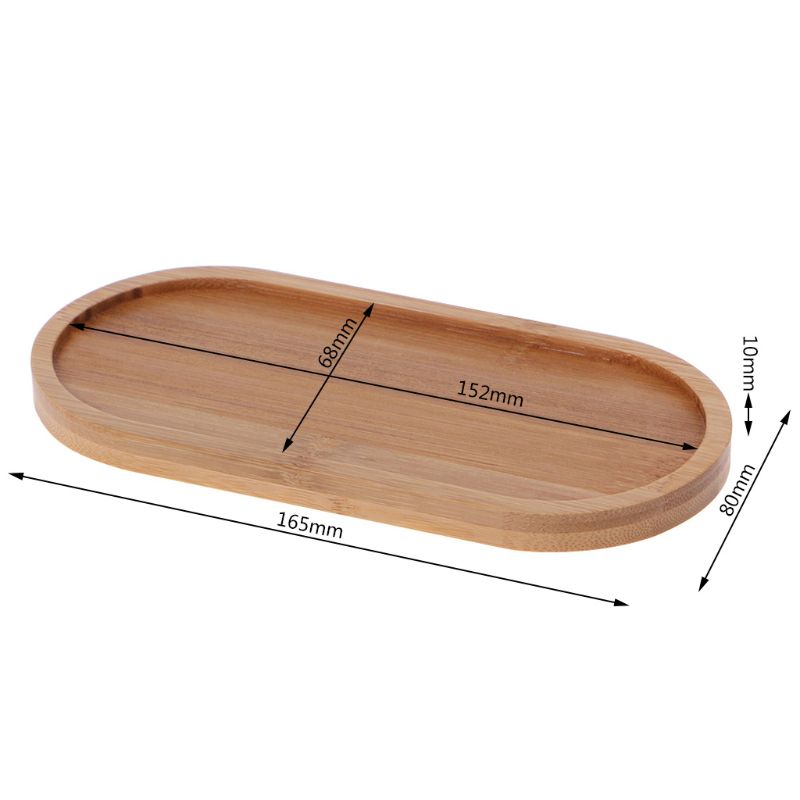 Oval Shape Bamboo Wood Saucer Plant Tray Mini Plant Flower Pot Stand Favor Succulent Pot Tray Simple Elegant Design