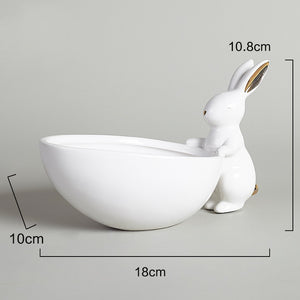 White Rabbit Ceramic Tableware: Fruit Plates, Storage Tray, Snack Dessert Ceramic Plate