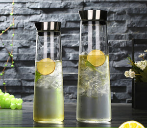 1L/1.5L Thickened Glass Water Bottle With Stainless Steel Lid Cold Water Jug Pitcher Boiling Water Juice Glass Pitcher Bottle