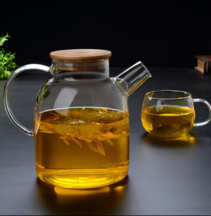 1L/1.5L Thickened Glass Water Bottle With Stainless Steel Lid Cold Water Jug Pitcher Boiling Water Juice Glass Pitcher Bottle