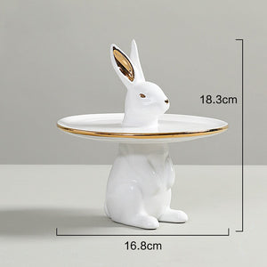 White Rabbit Ceramic Tableware: Fruit Plates, Storage Tray, Snack Dessert Ceramic Plate