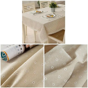 Floral Cotton-Linen Tablecloth with Lace Trim - thumbnail 6