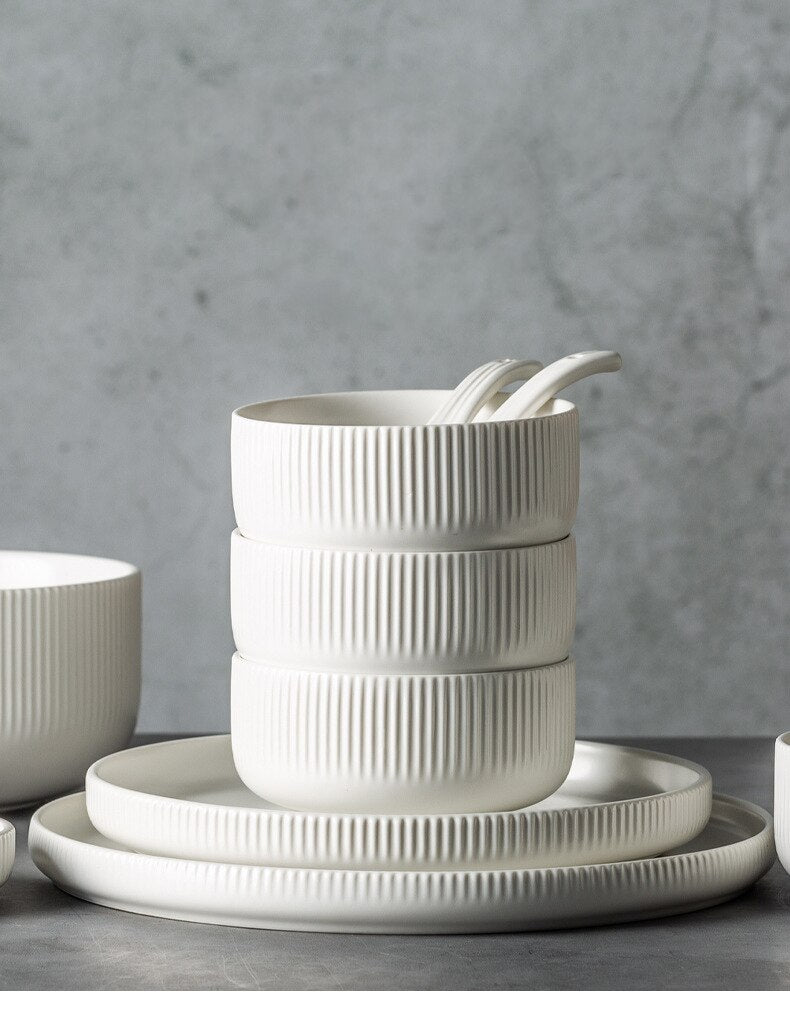 Nordic Creative Ceramics: Matte Glazed Plates and Bowls, Individual Ins Style Dishes, Household Tableware