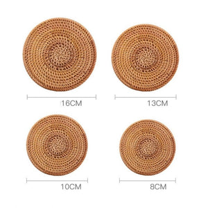 Natural Rattan Cup Mat: Hand Woven Insulation Placemats | Kitchen Decor