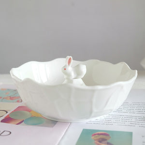 Cute Ceramic Rabbit Bowl: Perfect for Desserts, Salads, Cereal, Breakfast, Oatmeal, Yogurt, and Kitchen Utensils