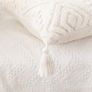 Ivory Loop Tufted Cotton Pillow Cover: Home Decoration | Living Room Bedroom