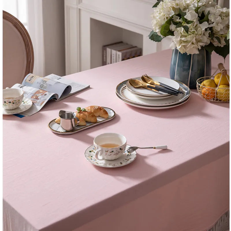 French Country Lace-Edge Cotton Tablecloth - image 4