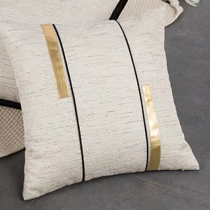 Ivory Cushion Cover: Black Stripe Jacquard | Home Decoration for Sofa, Bed, Couch | Living Room, Bedroom