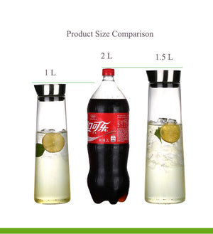 1L/1.5L Thickened Glass Water Bottle With Stainless Steel Lid Cold Water Jug Pitcher Boiling Water Juice Glass Pitcher Bottle