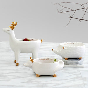 White Rabbit Ceramic Tableware: Fruit Plates, Storage Tray, Snack Dessert Ceramic Plate