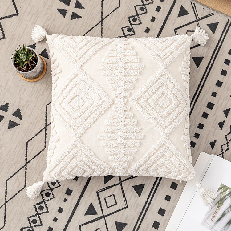 Ivory Loop-Tufted Cotton Pillow Cover - image 7