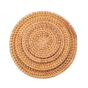 Natural Rattan Cup Mat: Hand Woven Insulation Placemats | Kitchen Decor