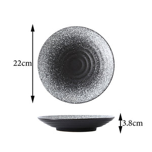 Deep Round Ceramic Plate: Creative Salad Plate, Household Dish, Shallow Plate