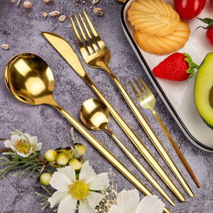 30pcs/6sets Stainless Steel Cutlery Set For Kitchen Dinnerware Knife Fork Spoon Set Travel Cutlery Set Tableware Set Of Dishes