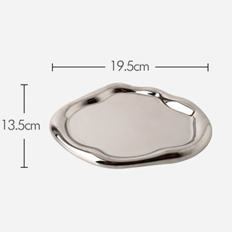 Modern Ceramic Silver Plated Plate Desktop Decoration Creative Art Ink Dot Storage Tray Kitchen Living Room Decoration Plate