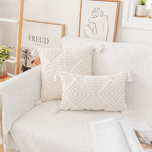 Ivory Loop Tufted Cotton Pillow Cover: Home Decoration | Living Room Bedroom