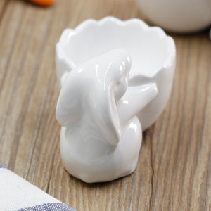 Creative Non-Stick Ceramic Rabbit Shape Egg Tray: Egg Cup Holder, Egg Tool, Breakfast Steam Rack Mold, Kitchen Accessories