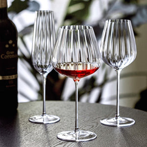 Prism Ripple Crystal Glass Household Goblet High Foot Glass Handmade Ultra Thin Cold Incision Mouth Wine Glass