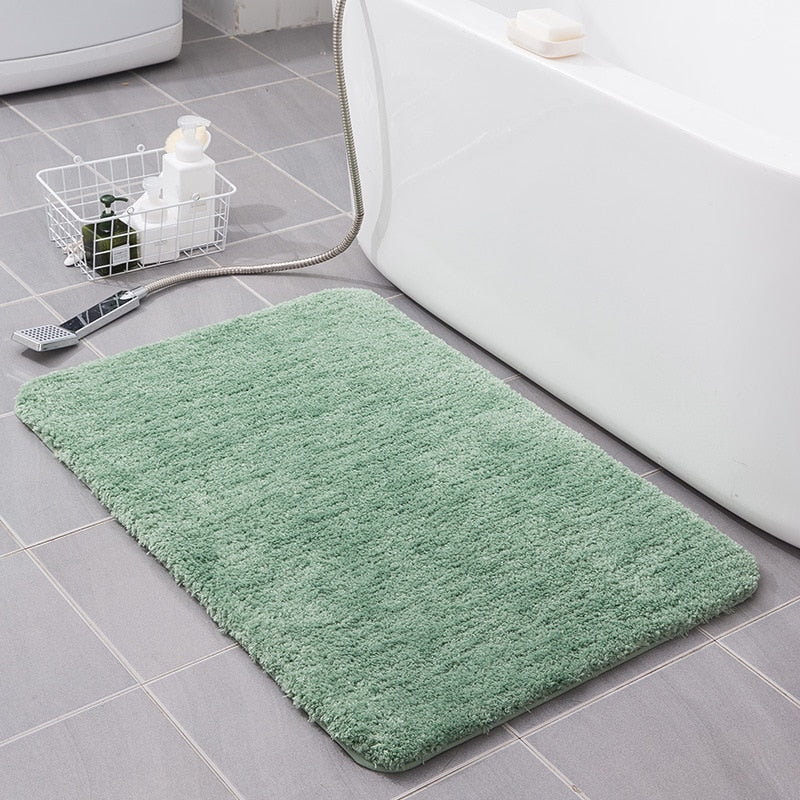 Solid White Bathroom Mat: Superfine Fiber Toilet Rug, Large Size, Non-slip Bathroom Lavatory Mat