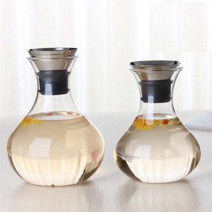 Transparent Glass Carafe With Stainless Steel Lid Water Carafe Decanter Glass Milk Juice Jug Gifts Water Bottle Kettle 1L/1.5L